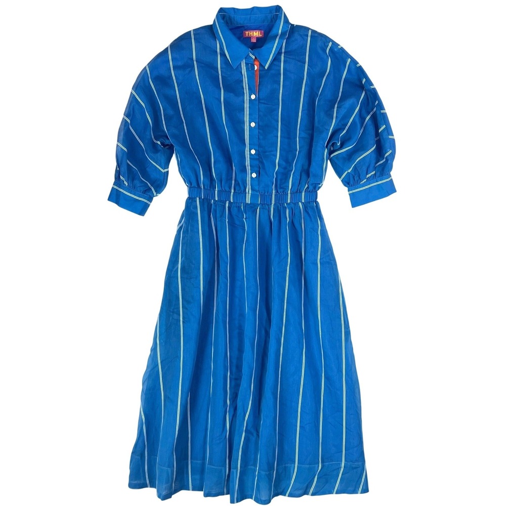 THML Striped Midi Dress S Coastal Grandmother Hamptons Preppy 90s Americana